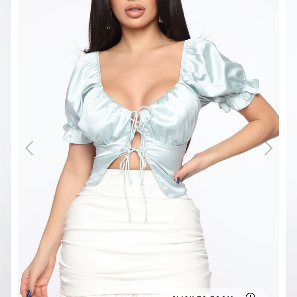 Mint-green, flowy, satin crop top!! never worn